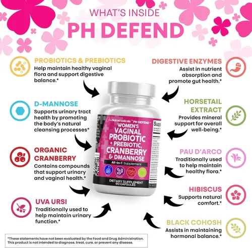 Miniatura 3 de Clean Nutraceuticals Probióticos Vaginales para Mujeres + Prebióticos 20 Mil Millones Pastillas de Arándano con D-Manosa 500 mg para la Salud