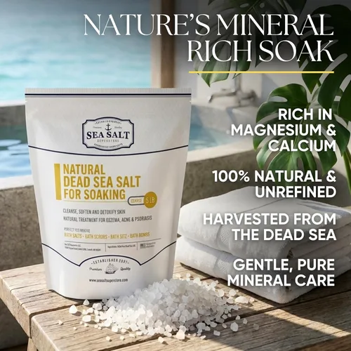 Miniatura 2 de Sea Salt Superstore Sal natural del Mar Muerto para remojar, sales minerales de grano grueso de Israel, que apoyan la relajación muscular