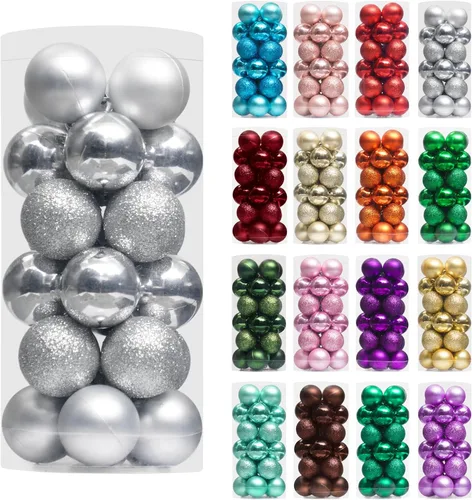 Miniatura 18 de XmasExp - Juego de 24 adornos de bola de Navidad mini irrompibles, adornos para árbol de Navidad, bolas de árbol de Navidad de 30 mm/1.18 pulgadas