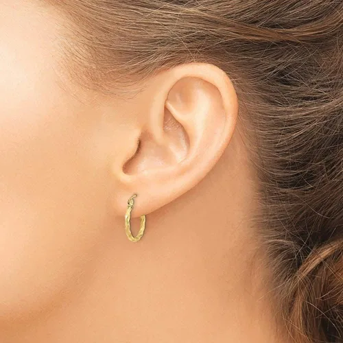 Miniatura 2 de Aretes de aro trenzados de oro de 10 quilates para mujer Aretes de oro real para mujer Aretes de oro macizo de 10 quilates de oro