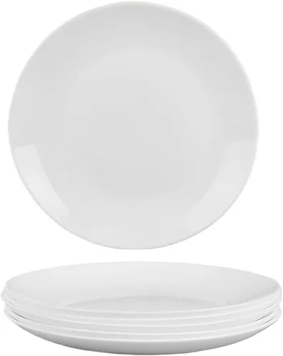 Miniatura 10 de Amazon - Platos de cena blancos de 6 piezas de 8.5 pulgadas, platos redondos ligeros, Simply plato de postre, vidrio de triple capa y resistente a