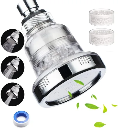Miniatura 7 de IHAO Cabezal de ducha de mano de alta presión con soporte y manguera de metal purificador de agua dura, filtro de fluoruro de cloro, cabezal