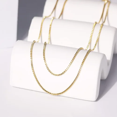 Miniatura 4 de CHESKY Collares de oro en capas para mujer, collar de cadena de oro delicado de 14 quilates para mujer, cadena de clip de eslabones cubanos de moda