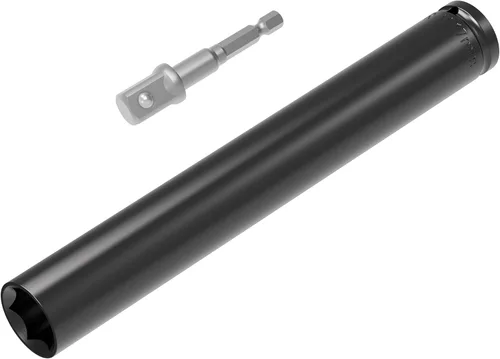 Miniatura 7 de Juego de Accesorios para Llave de Impacto de 1/2 Pulgada, 19mm (3/4 Pulgada) de Profundidad, 6 Puntos, 6 Pulgadas de Largo y Adaptador de Eje