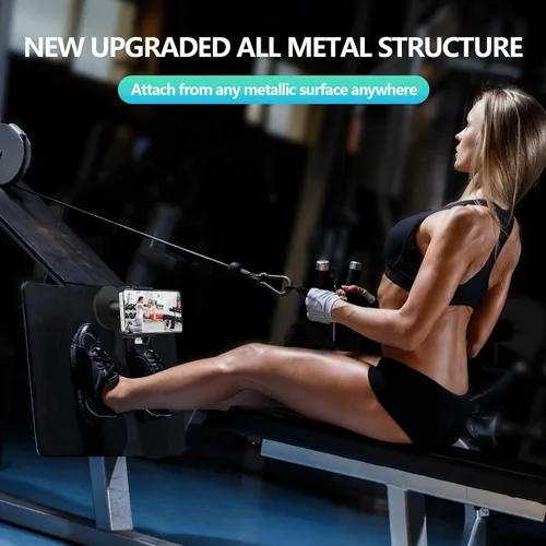 Miniatura 4 de Vinkqiado Soporte magnético para teléfono de gimnasio, soporte de teléfono con base magnética de metal para equipo de gimnasio, tractor