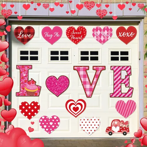 Decoración de puerta de garaje para el día de San Valentín, calcomanías magnéticas para nevera, propuesta, decoración de puerta de crucero,