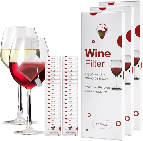 Miniatura 10 de Filtros de vino – Paquete de 12 purificadores de vino que elimina histaminas y sulfitos, puede reducir y aliviar alergias y sensibilidades al vino