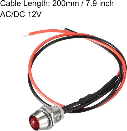 Miniatura 2 de uxcell Luces indicadoras de señal LED AC/DC 24V 0.315 in montaje en panel de metal Shell lámparas de advertencia rojo, amarillo, azul, verde