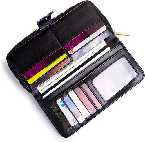 Miniatura 149 de Cartera de mano para mujer, estilo bohemio, con RFID, elegante, espaciosa con correa para viajes, capacidad para tarjetas, teléfono, dinero