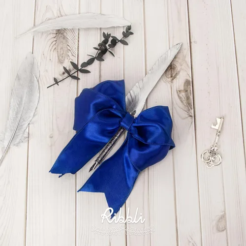 Miniatura 2 de Ribbli Cinta de satén azul real con alambre de 2.5 pulgadas, cinta de Navidad azul real para envolver regalos, coronas, guirnaldas, decoración