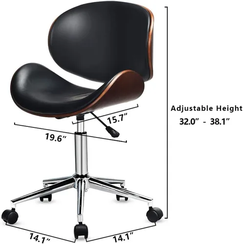 Miniatura 2 de GOODALLIN - Silla de oficina ajustable y moderna de mediados de siglo con asiento / respaldo curvo, silla ejecutiva giratoria, silla de computadora