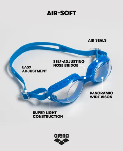 Miniatura 2 de Arena Gafas de natación unisex para adultos Air-Soft antiniebla para hombres y mujeres, diseño ligero y cómodo, sellos acolchados, lentes sin espejo