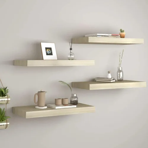 Miniatura 66 de Estantes flotantes de pared, juego de 4 estantes decorativos para montar en la pared, estante colgante con soportes invisibles para decoración