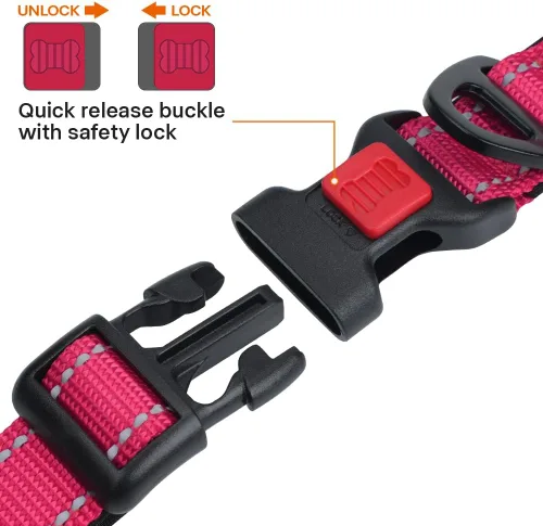 Miniatura 3 de Taglory Collar reflectante para perros medianos, neopreno suave acolchado con hebilla de bloqueo a prueba de escapes, anillo de aleación de zinc