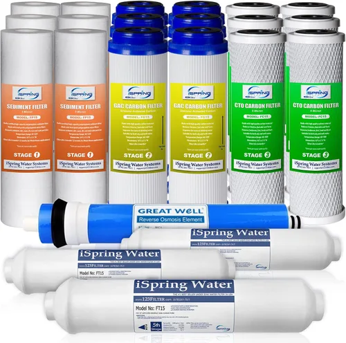 Miniatura 10 de iSpring F15-100 Juego de cartuchos de filtro de agua de repuesto para 2 años para sistemas estándar de ósmosis inversa de ósmosis inversa de 5