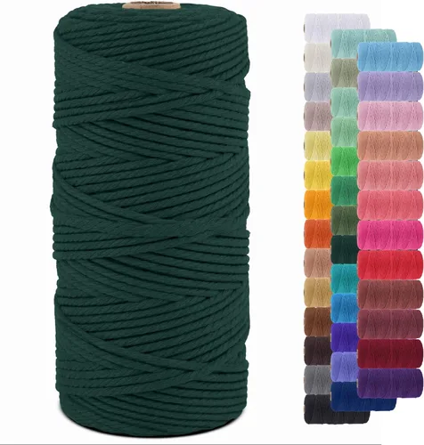 Miniatura 43 de Cuerda de macramé de 0.079 in para 219 yardas, cuerda de algodón natural para manualidades, hilo de cuerda de macramé de colores para colgar