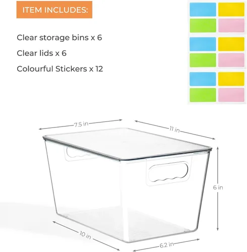 Miniatura 2 de Contenedores de almacenamiento apilables transparentes, organizadores de juguetes de plástico y almacenamiento con tapas, contenedores de juguetes
