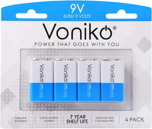 Miniatura 12 de Voniko Baterías de 9 V - Batería alcalina de 9 V paquete de 2 - Ultra larga duración con una vida útil de 7 años