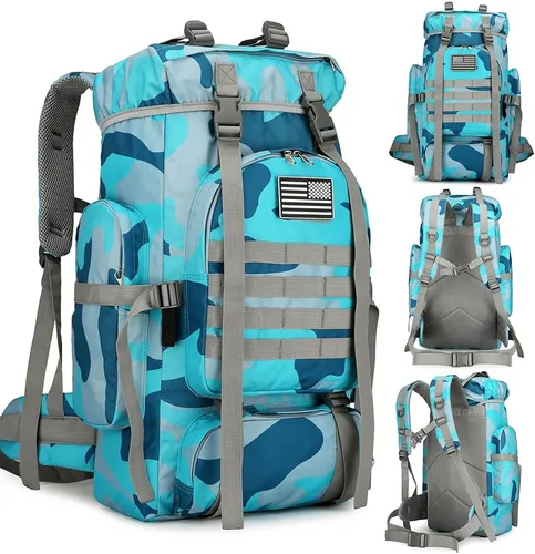 Miniatura 7 de Mochila de senderismo de 45 L, mochila de viaje impermeable, ligera, para exteriores, mochila de campamento para hombres y mujeres (negro)