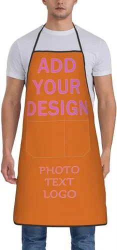 Miniatura 10 de Delantal personalizado con bolsillos para mujeres y hombres, diseño personalizado de tu imagen texto logotipo para cocina delantales de cocina