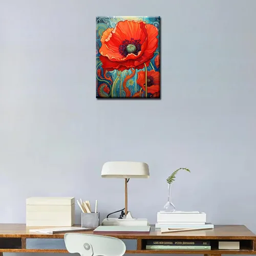 Miniatura 4 de Tucocoo Bumbers - Pintura de amapola roja para adultos, pintura abstracta de amapola por números, pintura acrílica, lienzo, graffiti, flores rojas