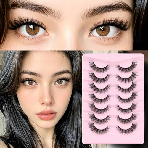 Miniatura 123 de Veleasha Pestañas postizas de manga puntiagudas, 100% hechas a mano, aspecto natural, pestañas postizas ligeras con banda transparente suave