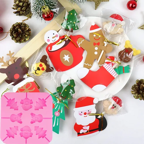 Miniatura 7 de Juego de 303 moldes de piruleta de Navidad, molde de caramelo de Navidad, alce, Papá Noel, muñeco de nieve, copo de nieve, sombrero de Navidad