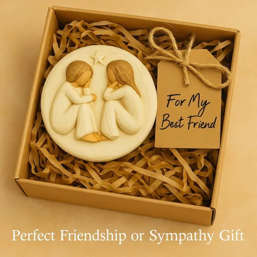 Miniatura 5 de GoGnome Forever Friends Caja de Recuerdos de Resina – Caja de Regalo de Amistad Pintada a Mano con Dos Figuras de Ángel, 3" x 2"H – Regalo