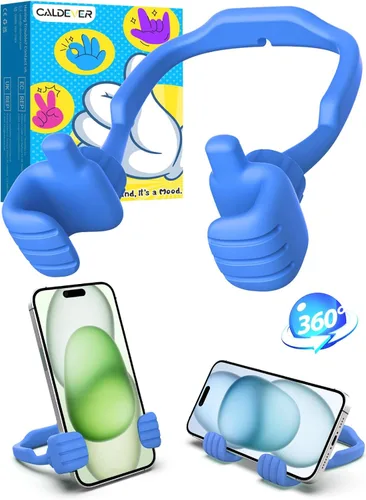 Relleno de calcetines para adolescentes, niños y niñas, soporte para teléfono celular: soporte de pulgar perezoso ajustable con pulgares hacia Azul