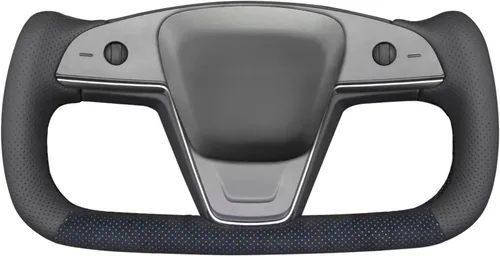 Miniatura 36 de MEWANT Funda para Volante de Coche de Fibra de Carbono Mate y Ante Cosida a Mano para Tesla Yoke Modelo S Plaid 2021-2023 / Modelo X 2021-2023