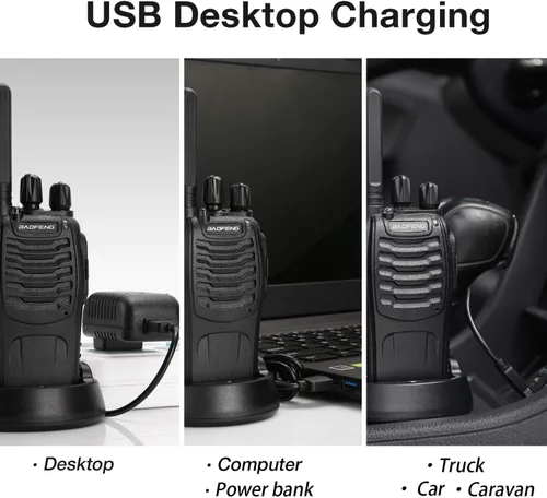 Miniatura 3 de BAOFENG BF-88ST Walkie Talkies para adultos de largo alcance, paquete de 4, radio portátil de dos vías con carga USB VOX manos libres, radios