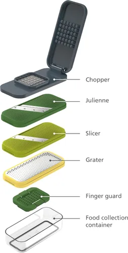 Miniatura 3 de Joseph Joseph Multi-Prep - Juego multifuncional compacto 4 en 1, picador y cortador de verduras de cocina, rallador de queso, rebanador de verduras