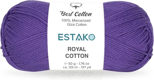 Miniatura 44 de Estako Algodón Royal, 100% hilo de algodón giza mercerizado, suave, súper fino 1 para ganchillo y tejer, 1.76 onzas (50g) / 137 yardas (125m)