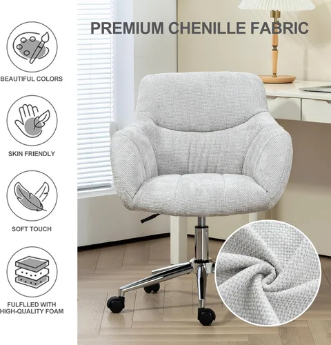 Miniatura 5 de Sillas de escritorio de oficina en casa, silla giratoria para computadora con ruedas, silla de tocador de escritorio de respaldo medio, silla