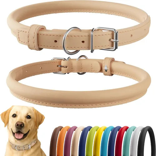 Miniatura 27 de CollarDirect Collar de perro con tachuelas, collares de cuero para mascotas para perros pequeños, medianos y grandes, acolchado suave, marrón, negro