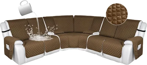 Miniatura 28 de HDCAXKJ Fundas de sofá seccional reclinable 100% impermeable, forma de L, funda de sofá reclinable lavable acolchada suave para mascotas, perro