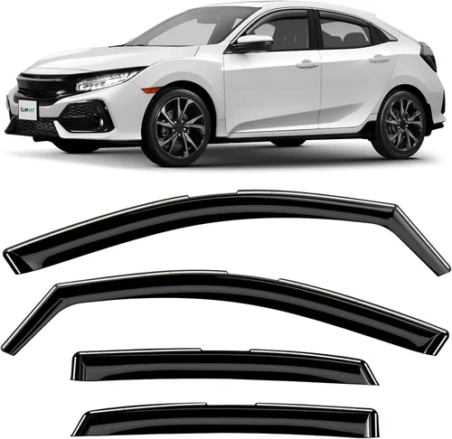 CLIM ART - Deflectores de ventana de canal increíblemente duraderos para Honda Civic 2016-2021 Hatchback, deflectores de ventana originales, viseras