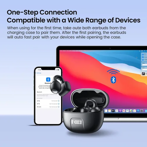 Miniatura 5 de Auriculares con clip, auriculares de oreja abierta, mini auriculares de conducción ósea IPX6, impermeables, Bluetooth, Bluetooth 5.4, auriculares