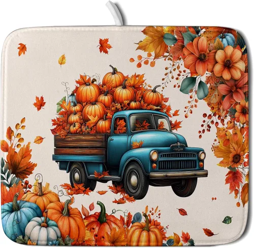 Miniatura 27 de Tapete de secado de platos de cabaña rústica, tapete escurridor de vida silvestre de oso del bosque, alce, 18 x 24 pulgadas, almohadilla escurridor