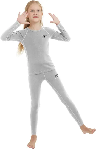 Miniatura 2 de Girl Kids Merino Wool Base Layer Set Top and Bottom Thermal Underwear