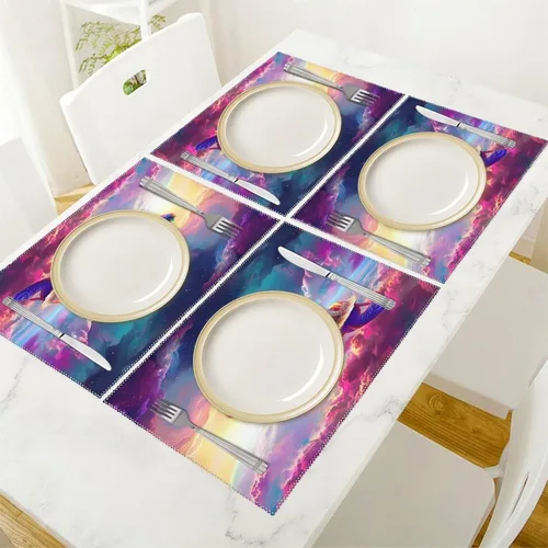 Miniatura 5 de Astronaut-Turtle Placemats Set of 6 Resistant Table Mats Washable Place Mats for Dinner Party Table Decoration