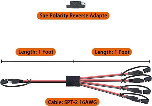 Miniatura 2 de OYMSAE Kit de cables de extensión SAE (1 a 4 de desconexión rápida) con inversor de polaridad - para baterías automotrices y paneles solares