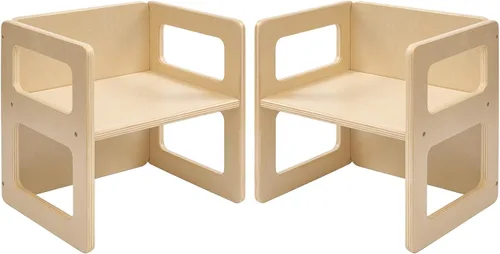 FUNLIO Silla de destete Montessori de altura ajustable para edades de 1 a 3 años, silla de madera maciza de calidad, para comer, leer, jugar,