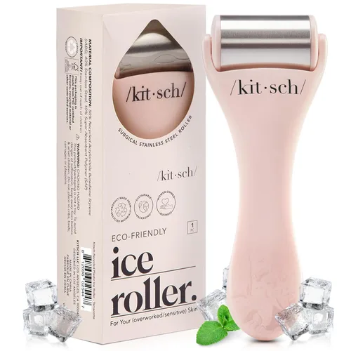 Miniatura 10 de Kitsch Rodillo de hielo de acero inoxidable para cara, esencial para el cuidado de la piel, regalo de vacaciones, rodillo de hielo calmante para Rosa