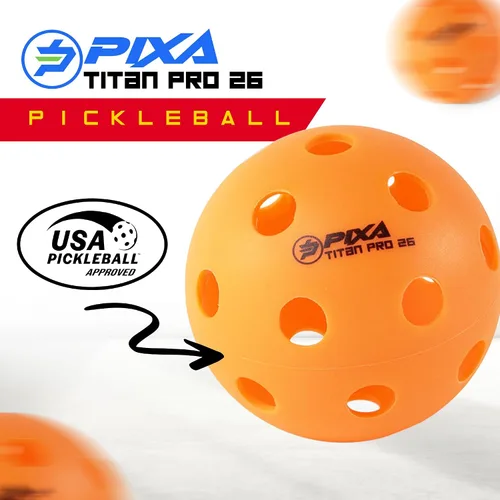 Miniatura 2 de PIXA Titan Pro 26 Pickleball para interiores, aprobado por USAPA, bolas de pickleball duraderas para interiores, rebote constante, vuelo suave