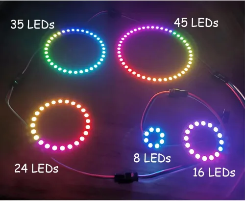 Miniatura 4 de 2 unids 35Bits WS2812 5050 RGB LED anillo lámpara luz etapa luz con controlador de anillo RGB a todo color integrado para Arduino Raspberry Pi ESP32