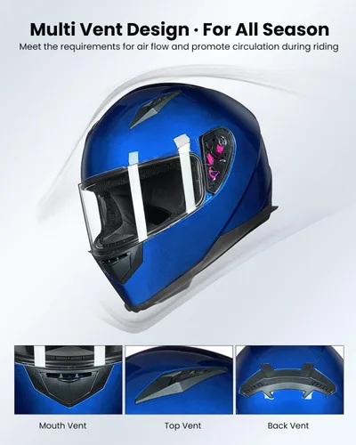 Miniatura 3 de ILM - Casco integral para motocicleta y bicicleta urbana, con bufanda de invierno extraíble, 2 viseras, modelo aprobado por DOT JK313