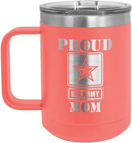 Miniatura 14 de PROUD ARMY MOM BLACK Taza de café de 15 oz con tapa deslizante Taza de café de viaje aislada Ideas de regalos del día de la madre de hijo o hija