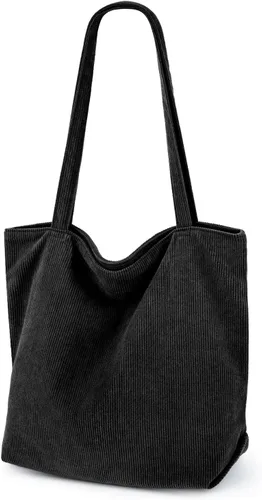 Bolso de pana Iioscre para mujeres, bolsos hobo con cierre de cremallera, bolsos de hombro casuales de gran capacidad con bolsillos interiores