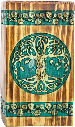 Miniatura 2 de Urna de palisandro hecha a mano para cenizas humanas, urnas de madera para adultos del árbol de la vida hechas a mano, urna de cremación fúnebre